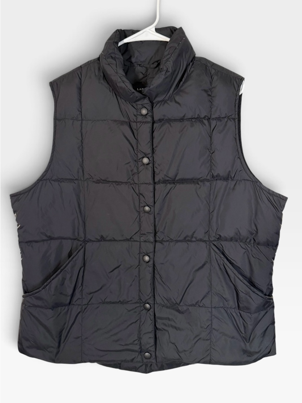 Lands' End Woman’s Down Filled Black Quilted Puffer Vest Size Large 14-16